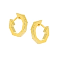 Minimalistische S925 sterling zilveren zeshoekige gouden oorbellen met verticale strepen - 925 zilver / 18K Goud