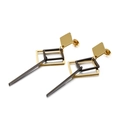 Minimalistische geometrische Ohrhänger mit goldenen Quadraten und schwarzen Stäben - Gold und Schwarz Stil (KE88429-KFC)