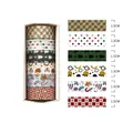 6-roll Christmas washi tape set with gold foil gingerbread and snowflake patterns - Style 7 (Green Forest Gingerbread Man)