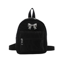 Schwarzer Mini-Rucksack aus Nylon mit einer markanten silbernen Schleife auf der Front - Schwarz
