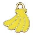 Banana shape enamel pendant in yellow and gold for DIY jewelry making and crafts - Banana 19x16mm