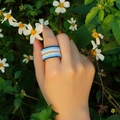 Blue White Black Gold Stripe Ring (MI-R23080301H)