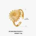 Anello cuore in acciaio inossidabile placcato oro 18K con rilievo solare regolabile - Anello a Cuore / Oro