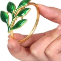 Rond de serviette doré élégant avec feuille d'érable verte pour table raffinée - Vert