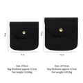 Black velvet jewelry pouch with gold snap button in 8x8cm and 10x10cm sizes - Black; Small 8x8cm