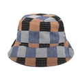 Cappello da pescatore estivo da donna a tesa larga con motivo patchwork a scacchi - Arancione