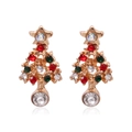 Exquisite Christmas tree stud earrings with colorful rhinestones in rose gold finish - Christmas Tree with Colorful Stones