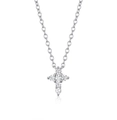 Elegant S925 sterling silver cross pendant necklace featuring shimmering cubic zirconia stones - Style 1 / 40+5cm