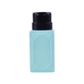 Light blue macaron nail polish remover pump bottle with black cap and embossed design - Blue