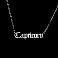Detailed macro of Capricorn gothic letter pendant on a silver stainless steel chain - Capricorn-Silver