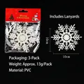 10 cm weiße PVC-Schneeflocken-Ornamente mit Schlüsselband, 3er-Pack - Schneeflocke Stil (W1-27)