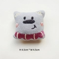 Detail of grey embroidered plush cartoon badge with 4.5cm x 4.5cm size and striped pattern - Grey Dog With Scarf
