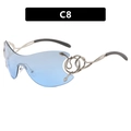 Y2K frameless oversized sunglasses with light blue gradient lenses and snake metal decor - C8-Full Blue