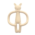 Beige silicone baby teething toy in rabbit shape with easy-grip ring handles - Bunny-Milk Tea