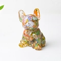 French Bulldog resin statue with multi-color crystal gravel and gold foil flakes - Colorful Cat Eye