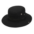Black outdoor camping sun hat with wide brim, metal vents and tactical webbing strap - One Size / Black