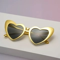 Sparkly gold heart-shaped glitter sunglasses with protective dark lenses for parties - Gold