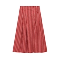 Gonna midi a righe verticali bianche e rosse per donna in posa flat lay su sfondo bianco - XS / Gonna Midi a Righe Rosse