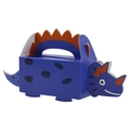 Blue triceratops dinosaur gift box made of cardboard for kids birthday party favors - Dark Blue