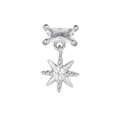 Close-up of S925 silver earring featuring rectangular zircon and eight-point star pendant - Rectangular Eight-Pointed Star Pendant Style (EGD0650 White Gold Tone)