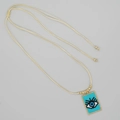Verstellbare gewebte Kordelkette mit blauem Evil-Eye-Perlenanhänger und Goldakzenten - Blau Schwarz Böser Blick-Wachsseil