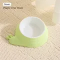 Green snail-shaped pet food bowl with a detachable white plastic inner bowl for cats - Plastic Inner Bowl / Green