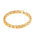 Elegante pulsera de acero inoxidable chapada en oro de 18K con eslabones florales y cierre - Dorado (KB91587-Z)