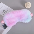 Pink and purple gradient faux fur sleep mask with soft satin elastic head strap - Purple Tie Dye