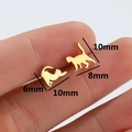 Pendientes de gato asimétricos en acero dorado con medidas de 10 mm y 8 mm - 10mm*8mm / Dorado