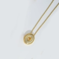Golden chunky hip-hop necklace with pave diamond oval pendant and rope chain - Letter O