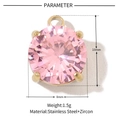Detail view of 10mm pink zircon charm in gold stainless steel with dimensions and weight - Pink Round (VG088)
