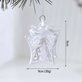 White star Christmas acrylic ornament with silver glitter scroll patterns and a satin bow - White Gift Box