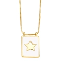 Chic gold-plated rectangular pendant necklace with a minimalist star charm and box chain - Pentagram