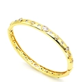 Vintage gold bangle for women with sparkling heart and pig-nose shapes and zircons - Mixed Shape Zirconia Pave Style (D)