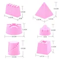Pink silicone sandcastle molds for children including six various castle shapes - Castle Sand Molds