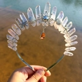 Details von böhmischer Kristallkrone mit Seesternen, Muscheln und orangefarbenem Edelstein - Sonne+Seestern Muschel+Rosa Anhänger