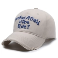 Vintage distressed baseball cap in beige with blue chenille embroidery lettering - Light Beige