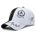 Moderne zwart-witte honkbalpet met sterrenprint en Fashion-belettering voor dames - Verstelbaar / Zwart & Wit
