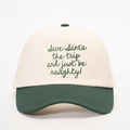 Cappellino da baseball bicolore beige e verde bosco con ricamo festivo di alta qualità - Taglia unica / Crema/Verde Scuro