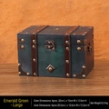 Large emerald green vintage wooden jewelry box with antique lock and leather trim - Buckle / Large / Emerald