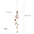 Detail showing dimensions of golden moon and star suncatcher with crystal pendants - Moon Heart Style 36cm/34g