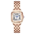 Montre carrée élégante en or rose pour femme avec chiffres romains et aiguilles bleues - Bicolore Or Rose Blanc (Rayon de Soleil)