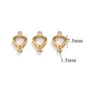 Three 7.5mm gold stainless steel heart charms with clear crystals for jewelry making - 2-Hole-White / Gold