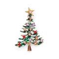 Christmas tree alloy brooch with green enamel and colorful rhinestones in gold finish - Classic Christmas Tree