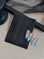 French manicure nail stickers set YT 07 with blue cloud coffin nails and 3D bow - French Style (YT07)