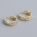 Bagues réglables dorées maillons d'ancre avec pierres de zircone scintillantes - Argent 925 / Couleur Or (Paire)