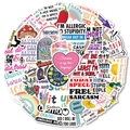 Layout rotondo di 50 adesivi colorati impermeabili con citazioni sarcastiche creative in inglese - 50 Pezzi Citazioni Sarcastiche