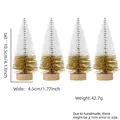 Miniature white and gold gradient Christmas trees with snow effect and wood base - Set of 4 / White Gold Gradient