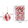 Red and white striped Christmas balls set with glitter finish and 6cm size dimensions - A-Red and White Spiral