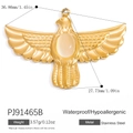 Golden eagle pendant with oval white stone in stainless steel, size 36.86x27.73mm - White Cat's Eye Eagle Shape Pendant (PJ91465B)